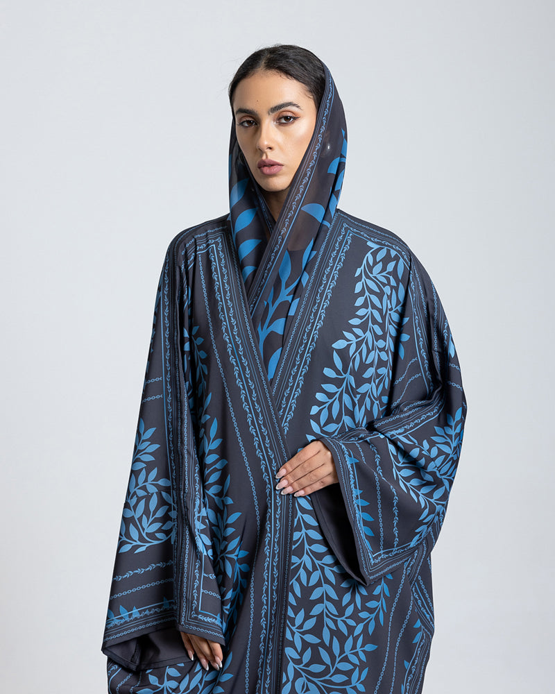 Azure Vine Elegance Abaya